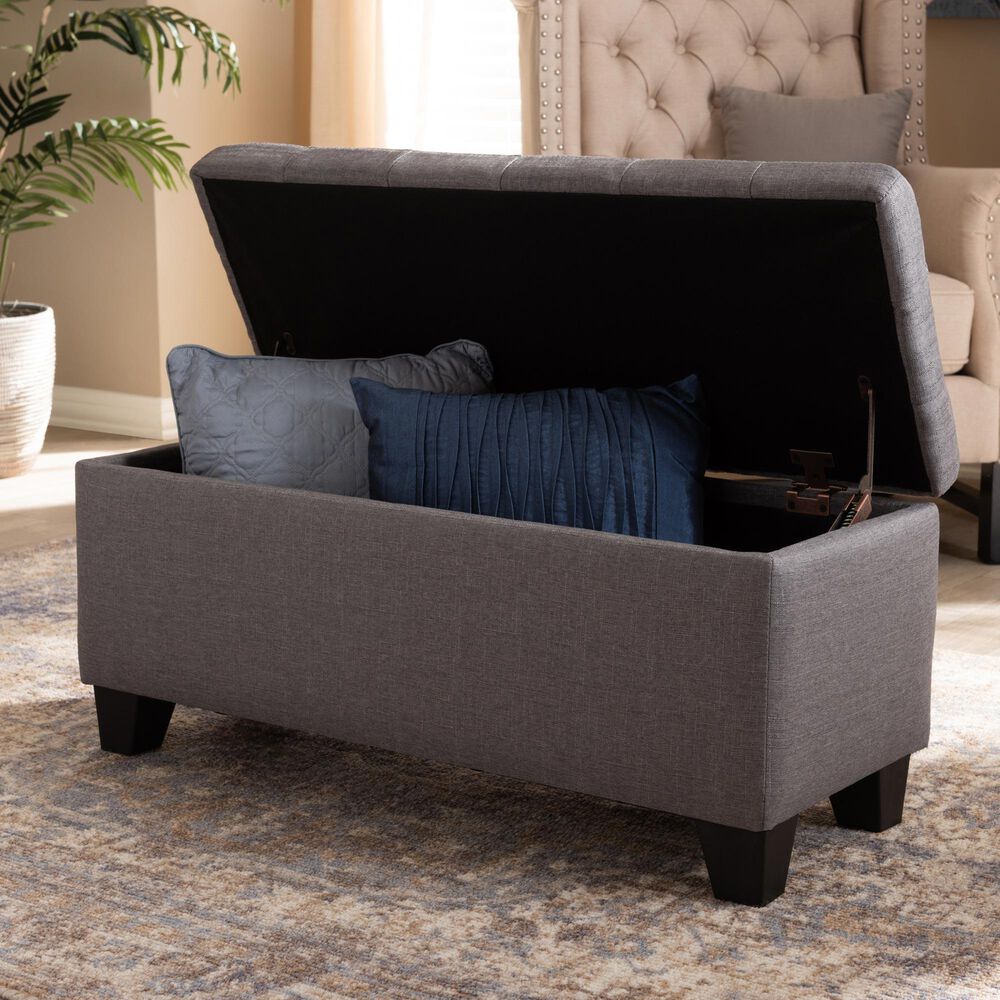 Baxton Studio Fera Storage Ottoman in Gray, , large