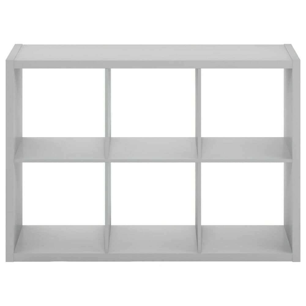 HOMLUX 6-Cube Reversible Open Back Bookshelf in Light Grey, , large