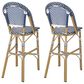 Hearth and Haven Outdoor Wicker French Barstool with Brown Aluminum Frame in Teal Blue (Set of 2), , large