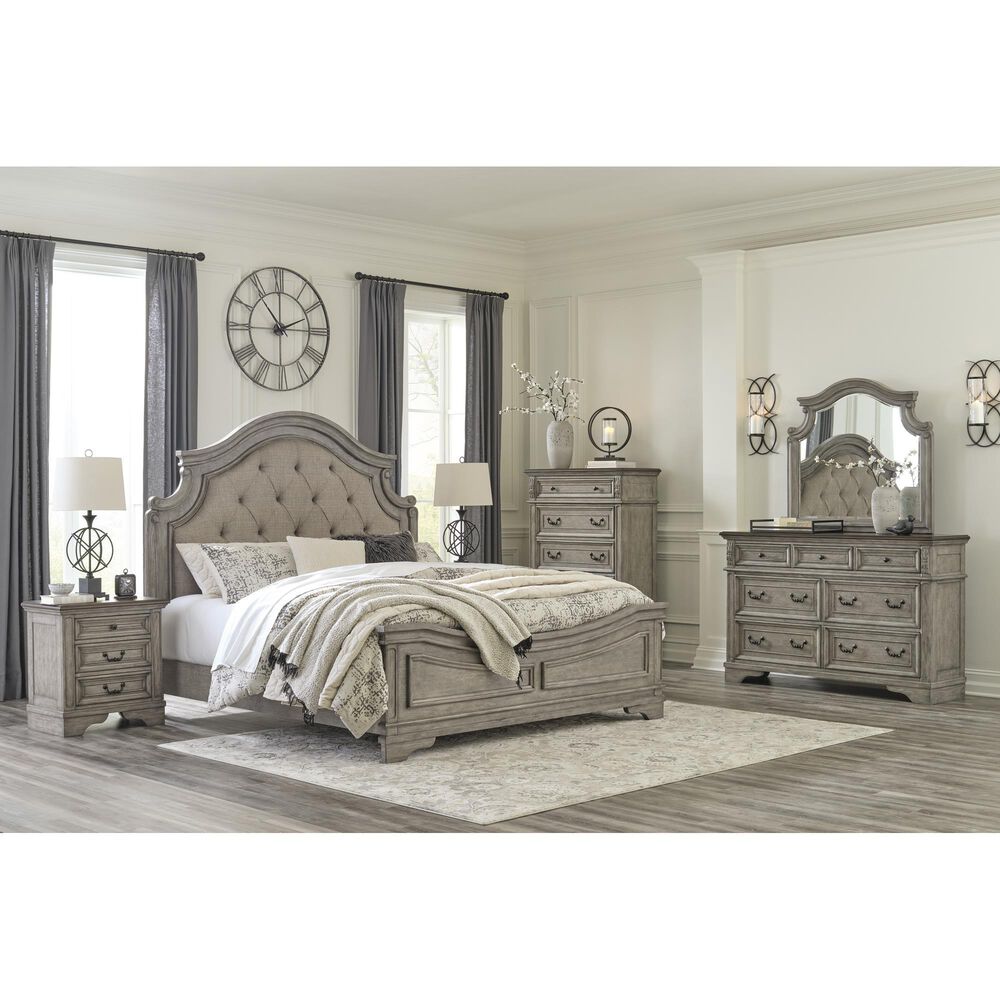 Ashley Lodenbay 3 Drawer Nightstand in Antiqued Gray and Walnut Brown, , large