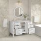 James Martin Vanities Myrrin 48" Single Bathroom Vanity in Bright White with 3 cm Eternal Jasmine Pearl Silestone Top, Rectangular Sink and FreePower Wireless Charger, , large