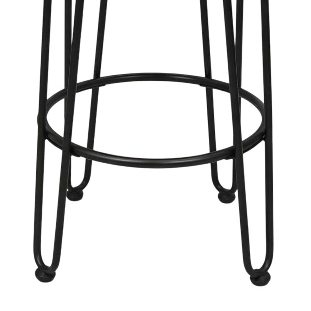 Armen Living Leo Counter Stool with Rustic Brown Upholstery in Matte Black, , large