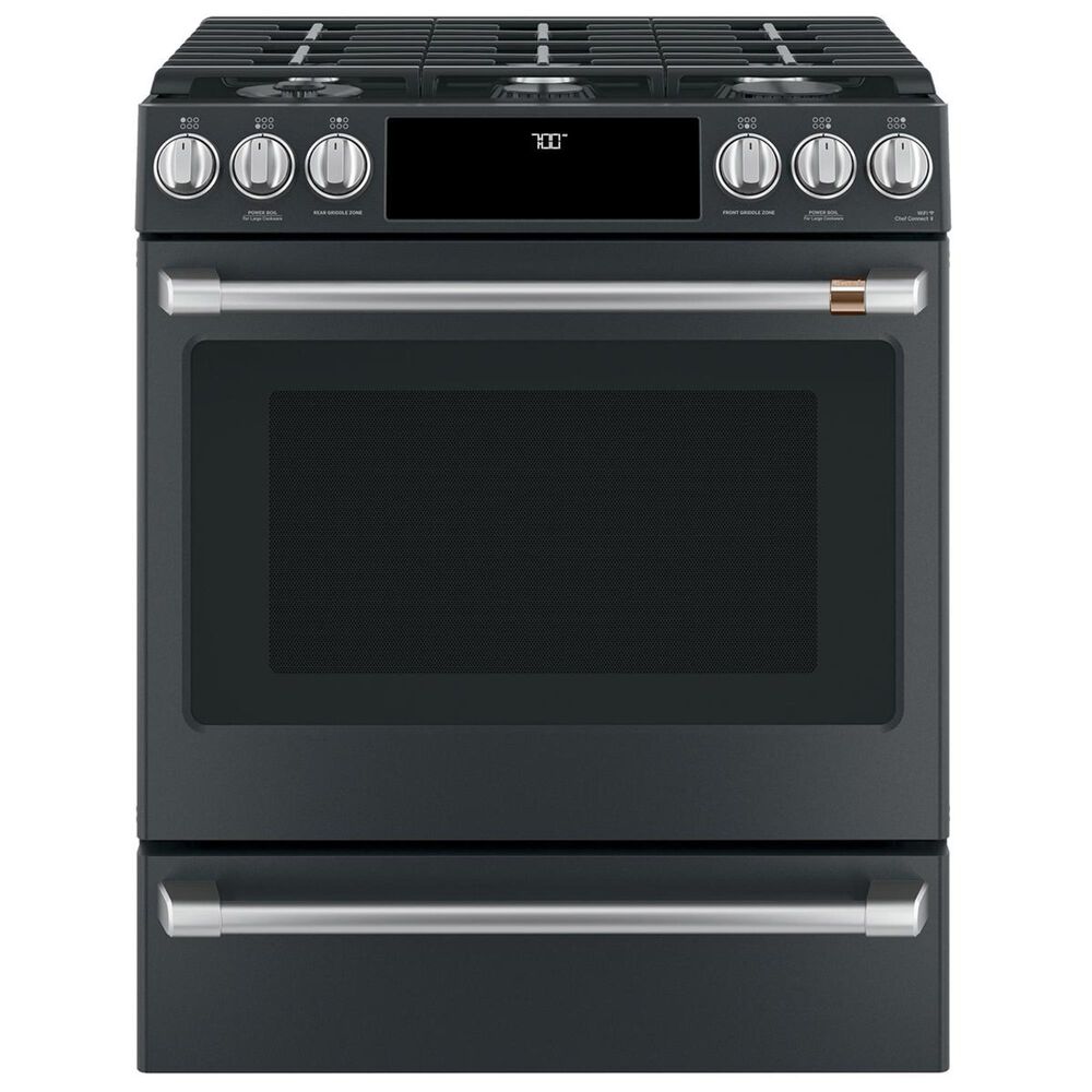 Cafe 30" Slide-In Convection Gas Range with Storage Drawer in Matte Black, , large