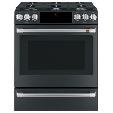 Cafe 30" Slide-In Convection Gas Range with Storage Drawer in Matte Black, , large