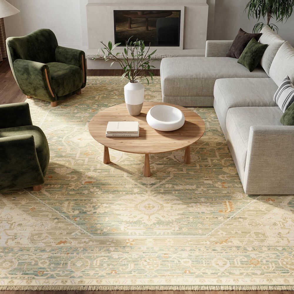 Nourison Antique Bloom Teal 10' x 13' Area Rug, , large