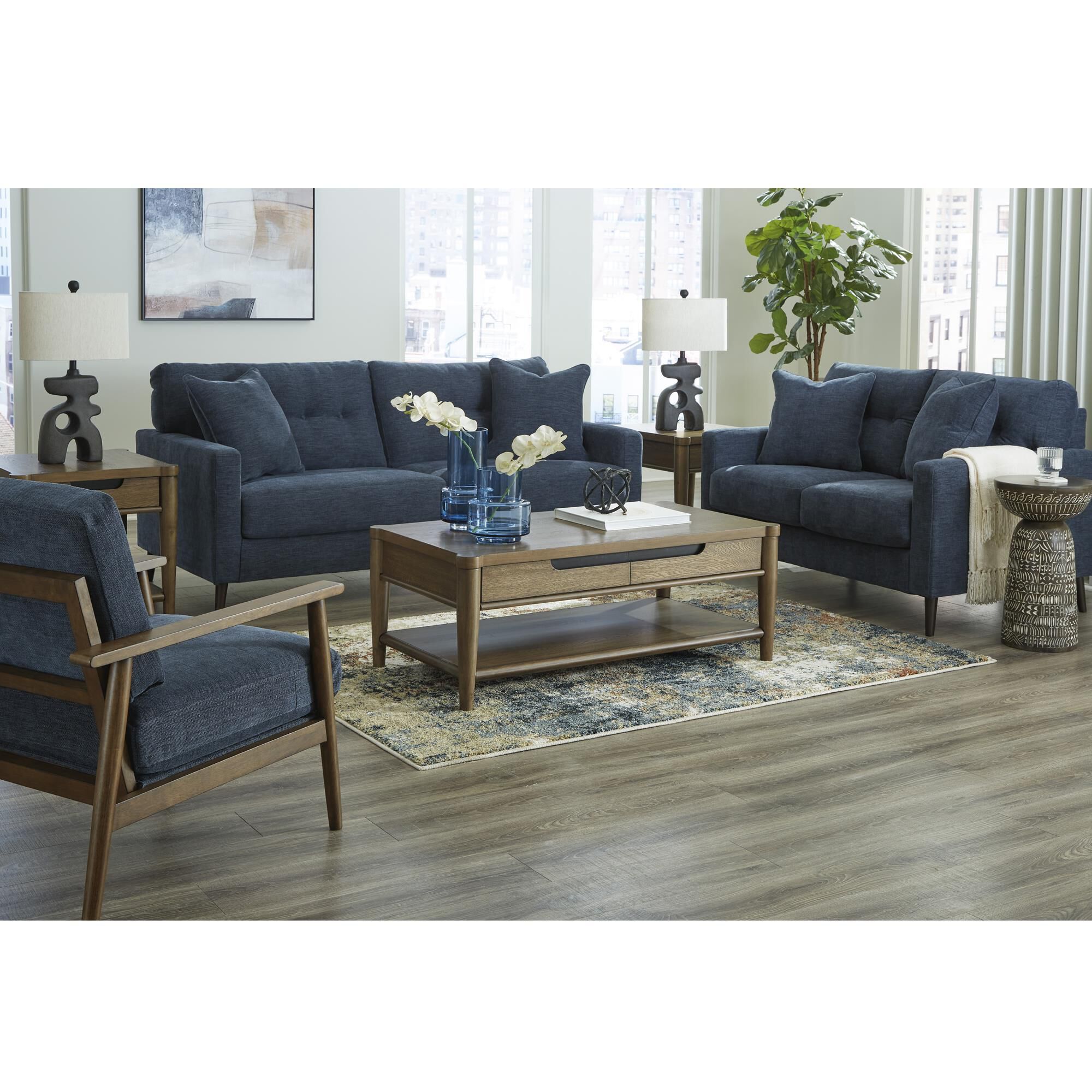 Ashley Bixler Stationary Sofa in Navy