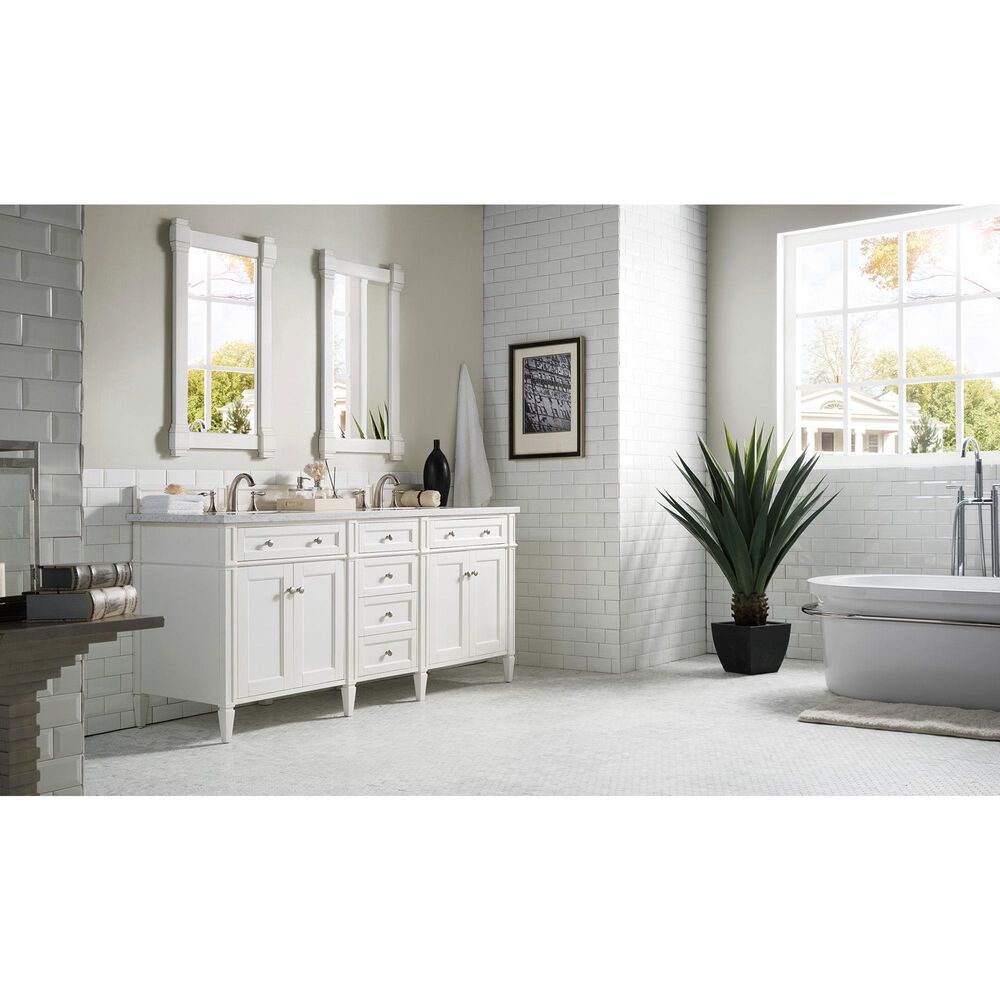 James Martin Vanities Brittany 72&quot; Double Bathroom Vanity in Bright White with 3 cm Arctic Fall Solid Surface Top and Rectangle Sinks, , large