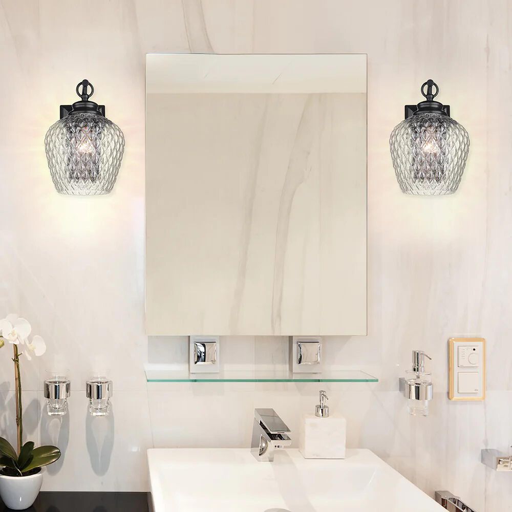 Golden Lighting Adeline 1-Light Wall Sconce in Matte Black, , large