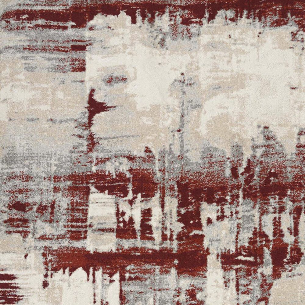 Nourison Maxell MAE14 5&#39;3&quot; x 7&#39;3&quot; Ivory and Red Area Rug, , large