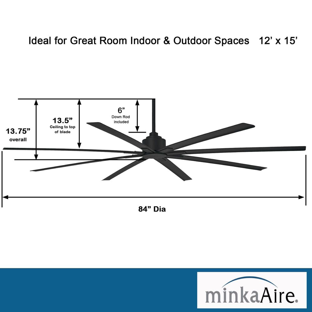 Minka-Aire Xtreme H2O 84" Indoor/Outdoor Ceiling Fan in Coal, , large
