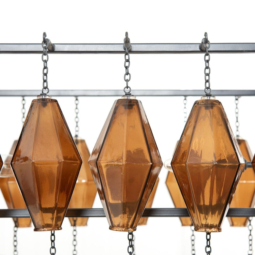 Four Hands Adeline 52" Rectangular Chandelier in Amber Glass and Antiqued Iron, , large