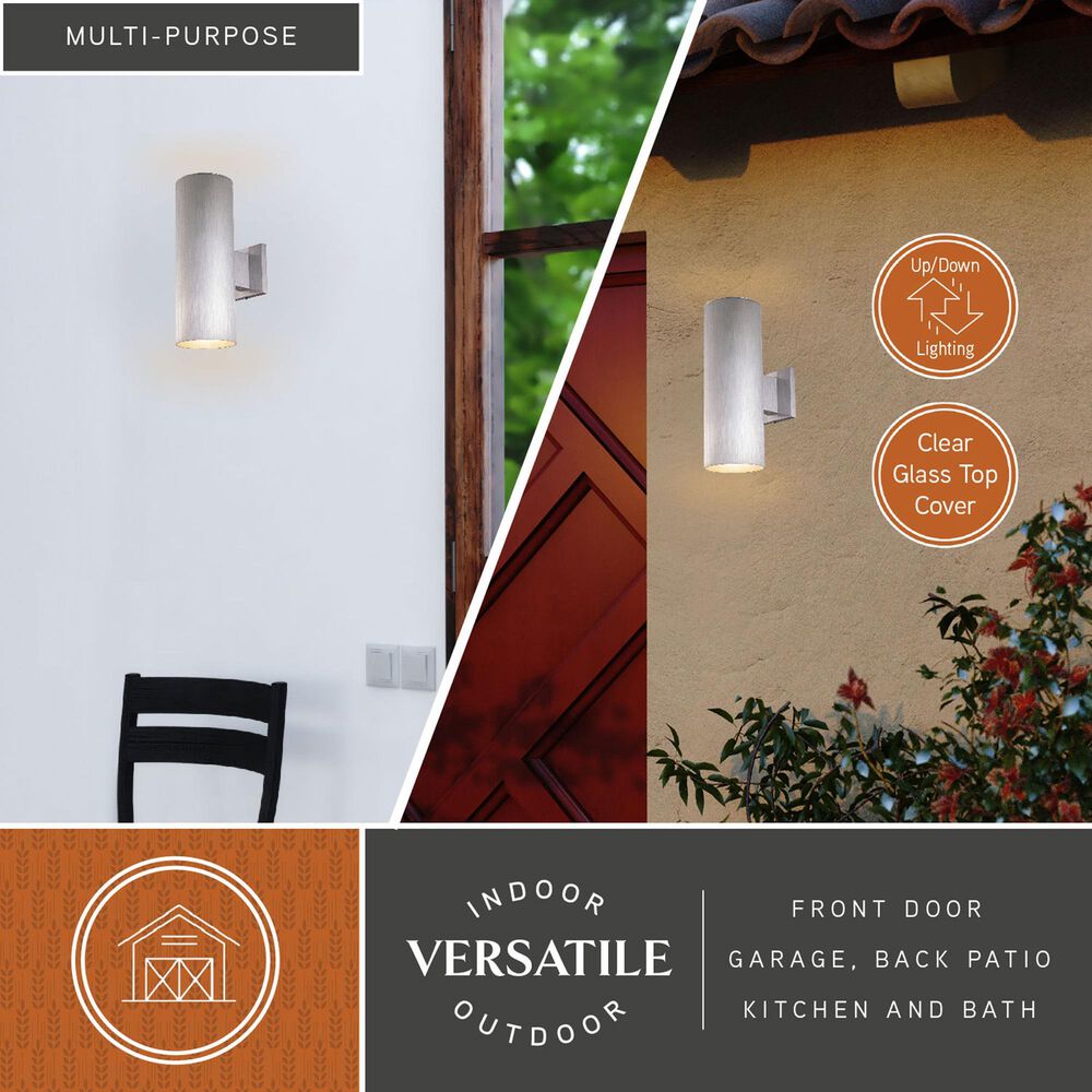 Vaxcel Chiasso 14.25" 2-Light Outdoor Wall Sconce in Satin Aluminum, , large