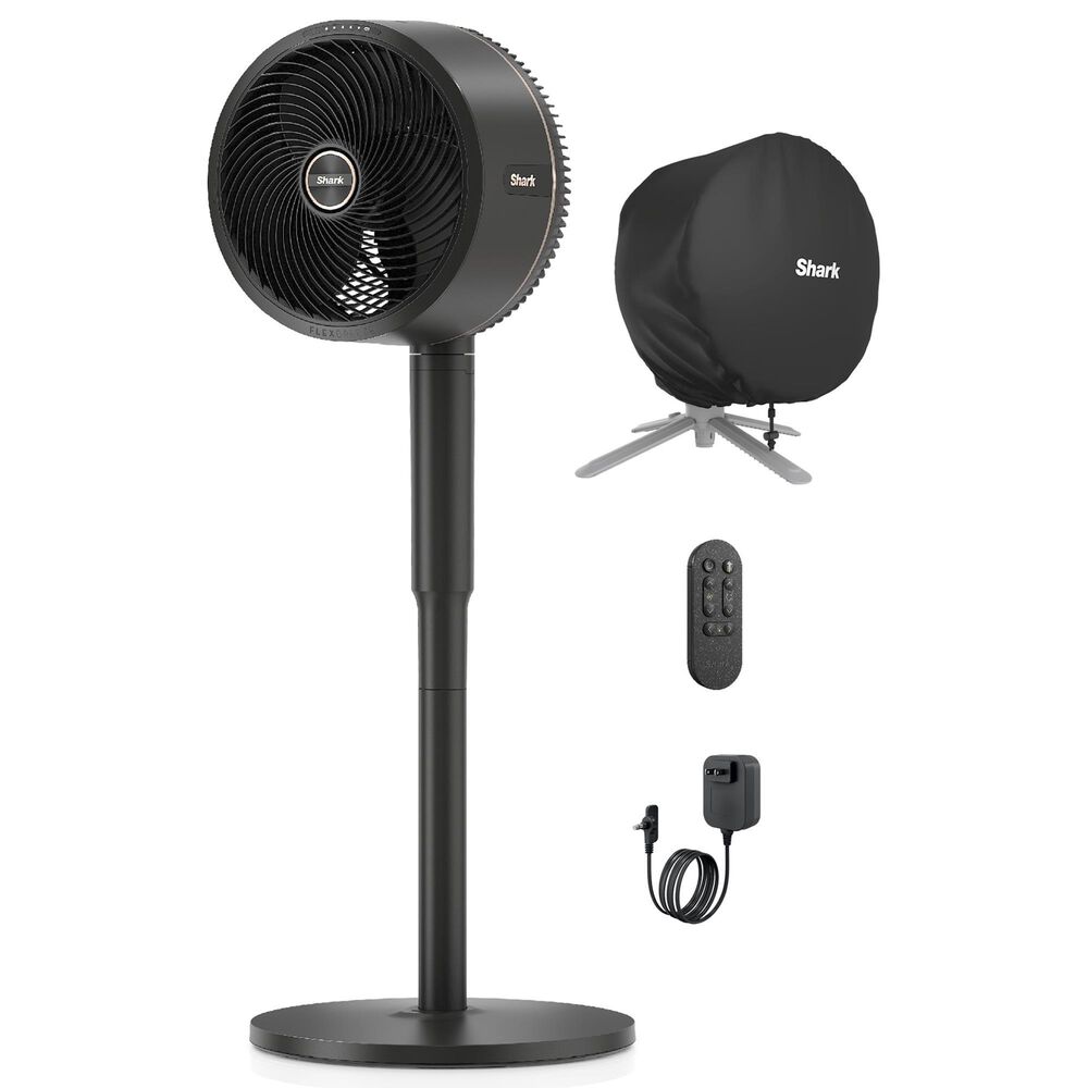Shark FlexBreeze Indoor/Outdoor Pedestal and Table Fan with Cover in Dark Grey, , large
