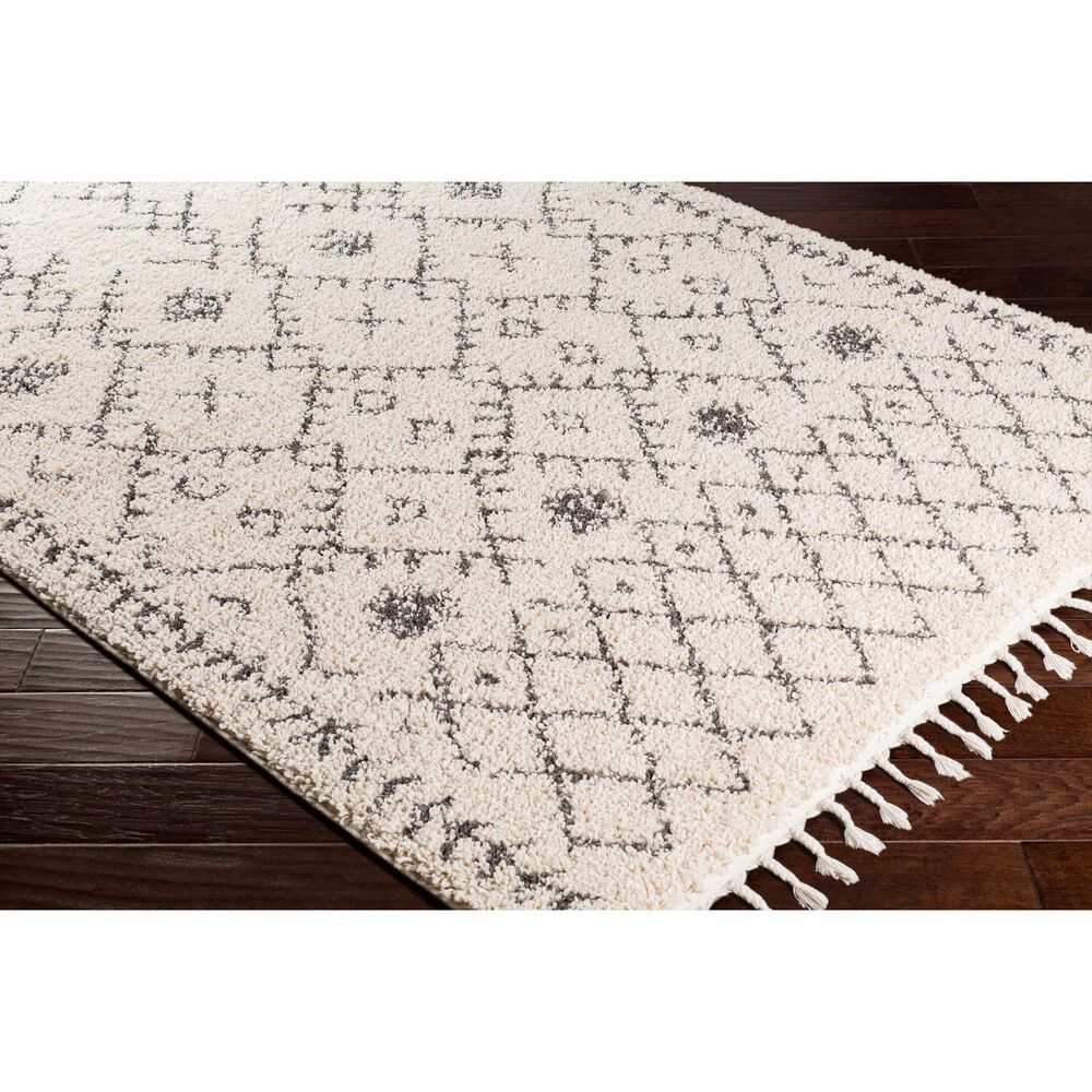Surya Berber Shag BBE2302 5&#39;3&quot; x 7&#39;3&quot; Charcoal and Light Beige Area Rug, , large