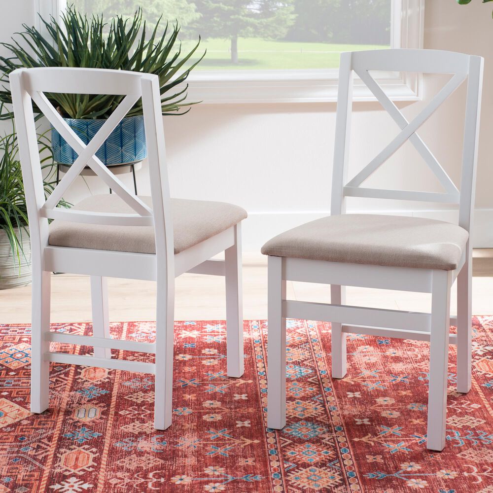 Linon Home Decor Triena X-Back Side Chair in White (Set of 2), , large