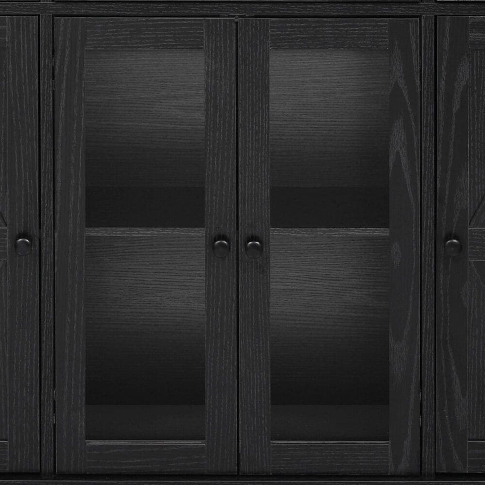 HOMLUX 53" Farmhouse Kitchen Island with Two Tempered Glass Cabinet Doors in Black, , large