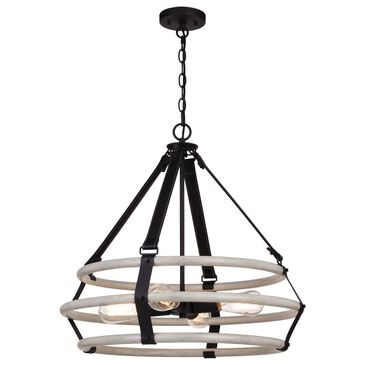 Vaxcel Taylor 4-Light Pendant in Textured Black and Ash Gray, , large