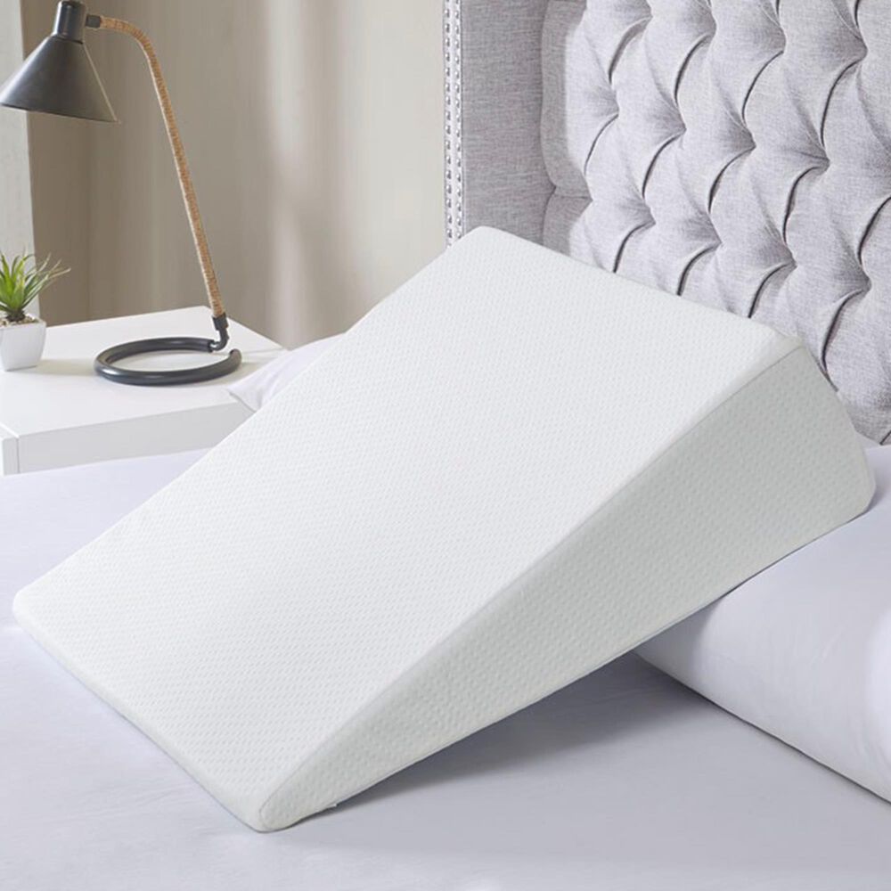 Hampton Park Memory Foam 22" x 24" Wedge Pillow in White, , large