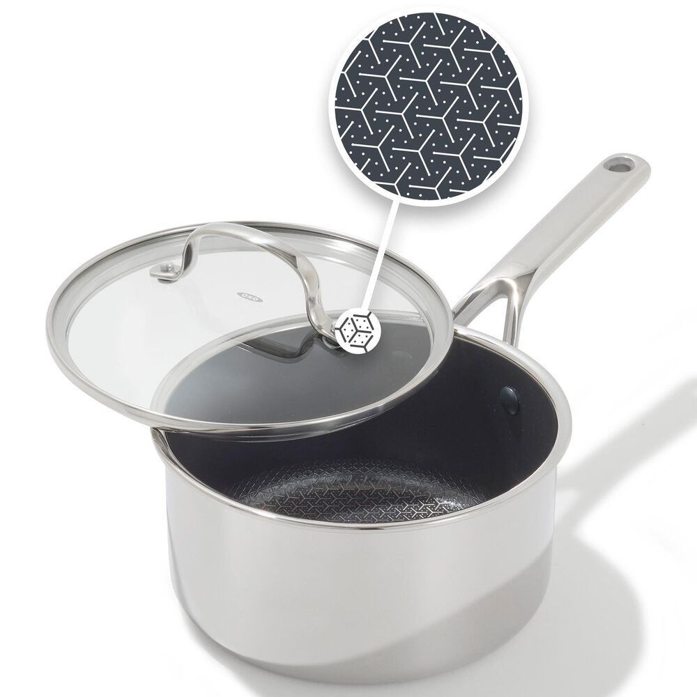 Green Pan Trident Hybrid 2.54 Qt Nonstick Saucepan with Lid in Stainless Steel, , large