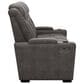 Ashley HyllMont Dual Power Reclining Console Sofa with Power Headrest in Gray, , large