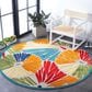 Safavieh Cabana CBN356A 6"7" Round Ivory and Blue Indoor/Outdoor Area Performance Rug, , large