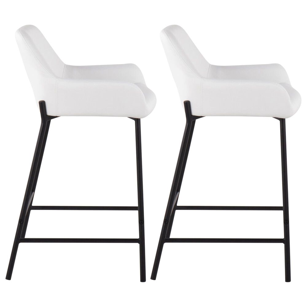 LumiSource Daniella Counter Stool with White Upholstery in Black (Set of 2), , large