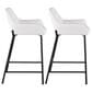 LumiSource Daniella Counter Stool with White Upholstery in Black (Set of 2), , large
