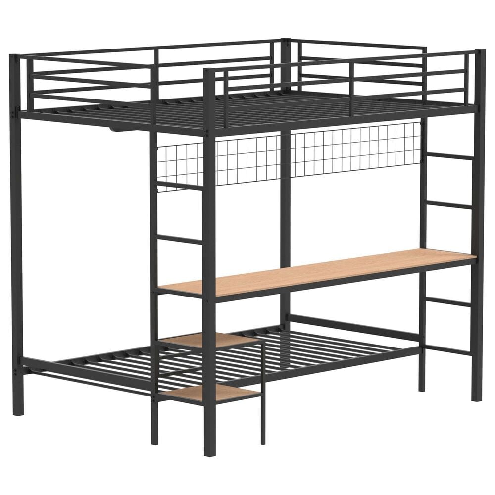 Pacific Landing Bettoni Full Over Twin Bunk Bed in Matte Black, , large
