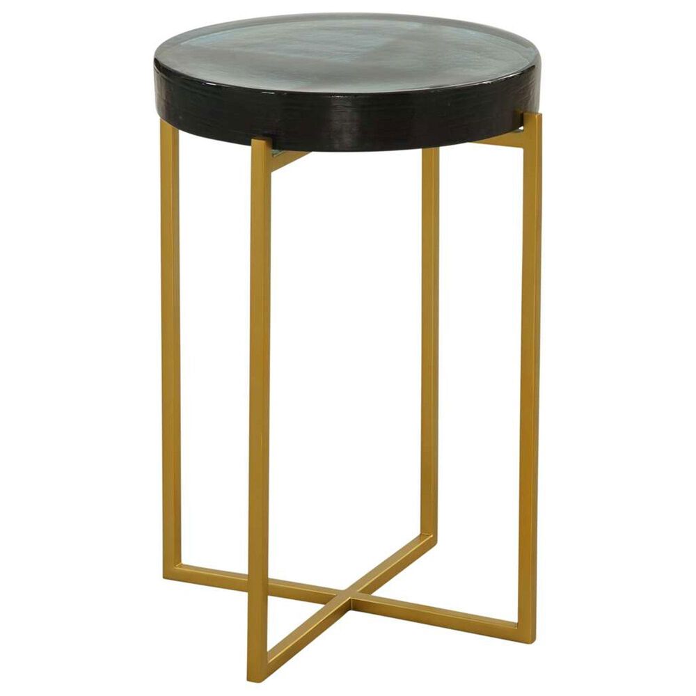 Bassett Mirror Company Marilee Accent Table in Deep Blue and Sleek Brushed Gold, , large
