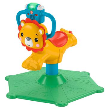 Fisher-Price Bounce and Spin Lion Stationary Ride-On Learning Toy in Green, , large
