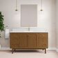 James Martin Laurent 60" Single Bathroom Vanity in Honey Oak with Single Hole 3 cm White Zeus Silestone Top and Rectangular Sink, , large