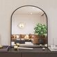 HOMLUX 26" x 38" Arched Mantle Mirror in Black, , large