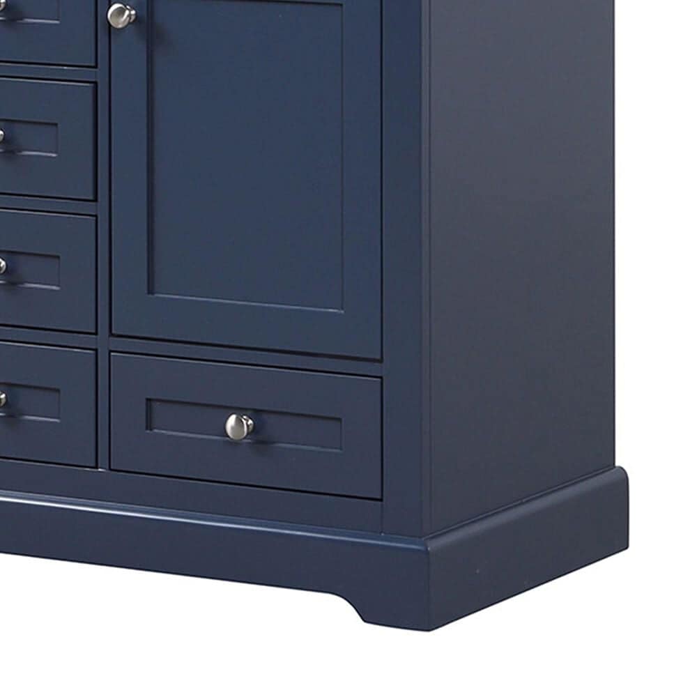 Lexora Home Dukes 48&quot; Double Bathroom Vanity in Navy Blue with 2 cm White Quartz Top and Rectangular Sinks, , large
