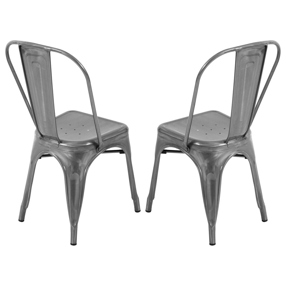 Lumisource Oregon Stackable Dining Chair in Brushed Silver/Brushed Silver &#40;Set of 2&#41;, , large