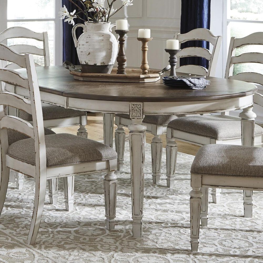 Ashley Realyn 7-Piece Round to Oval Dining Set in Chipped White, , large