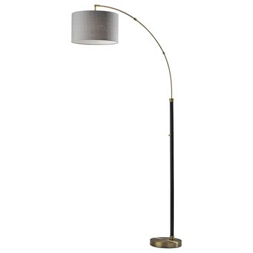 Adesso Bergen Arc Lamp in Black and Antique Brass, , large