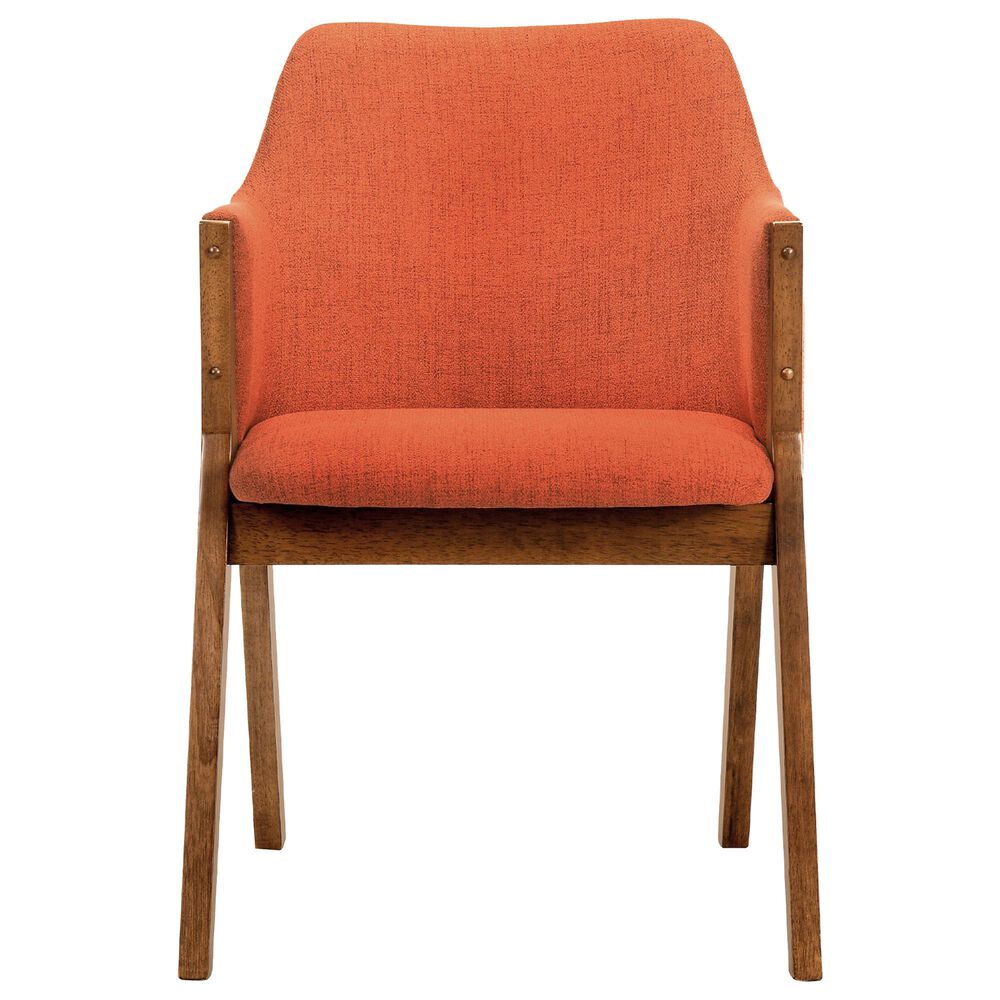 Armen Living Westmont and Renzo 5-Piece Dining Set with Orange Cushion in Walnut, , large