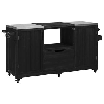 HOMLUX 67" Outdoor Kitchen Island with Stainless Steel Top in Black, , large