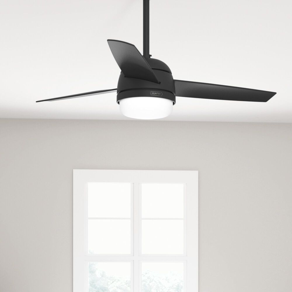 Hunter Midtown 48&quot; Ceiling Fan with LED Lights in Matte Black, , large