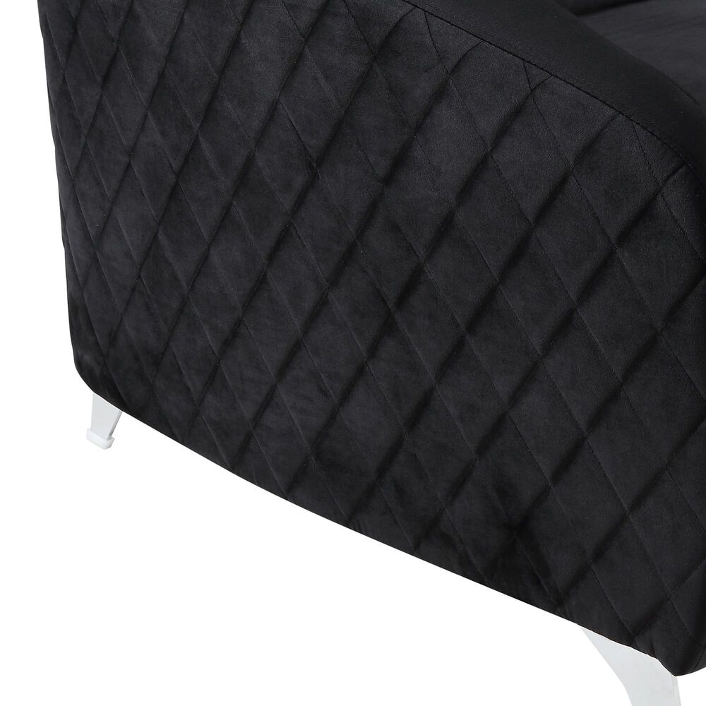 HOMLUX Diamond Accent Arm Chair in Black, , large