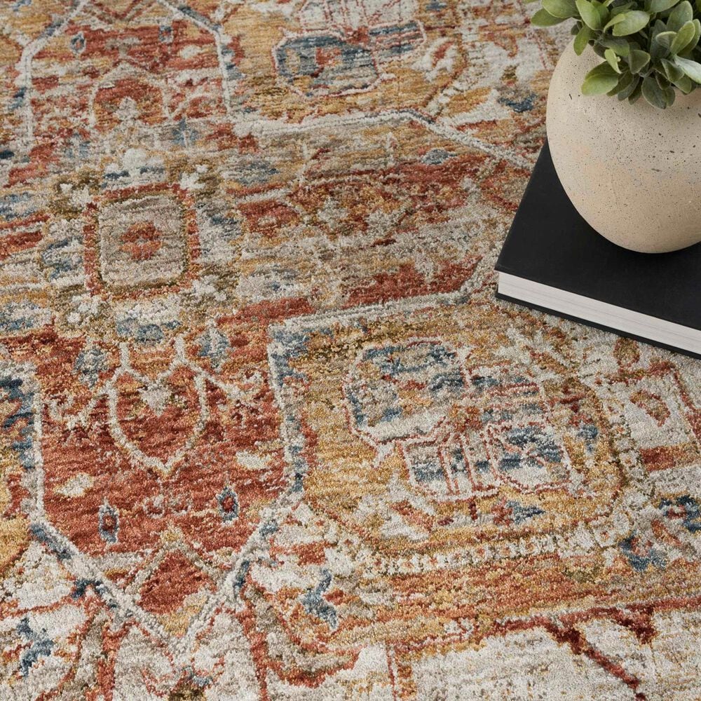 Nourison Sahar 7&#39;10&quot; x 10&#39;4&quot; Ivory and Rust Area Rug, , large
