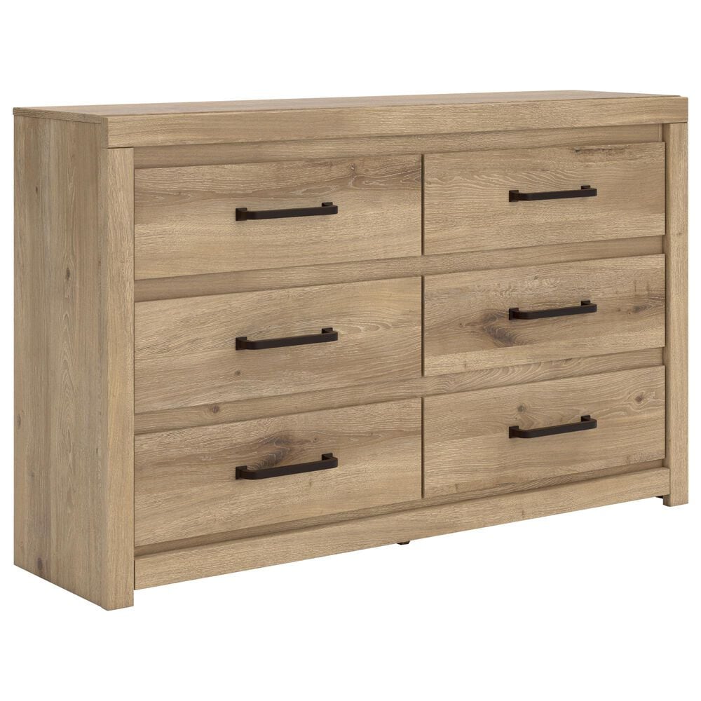 Ashley Brozmont Queen Panel Bed with Dresser and Nightstand in Natural Brown, , large