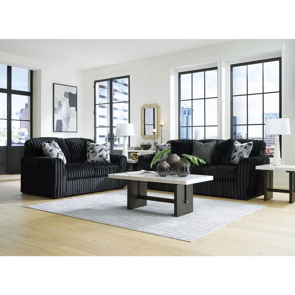 Ashley Midnight-Madness Stationary Loveseat in Onyx, , large