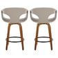 LumiSource Curva 26" Swivel Counter Stool with Light Grey Upholstery in Walnut and Black (Set of 2), , large