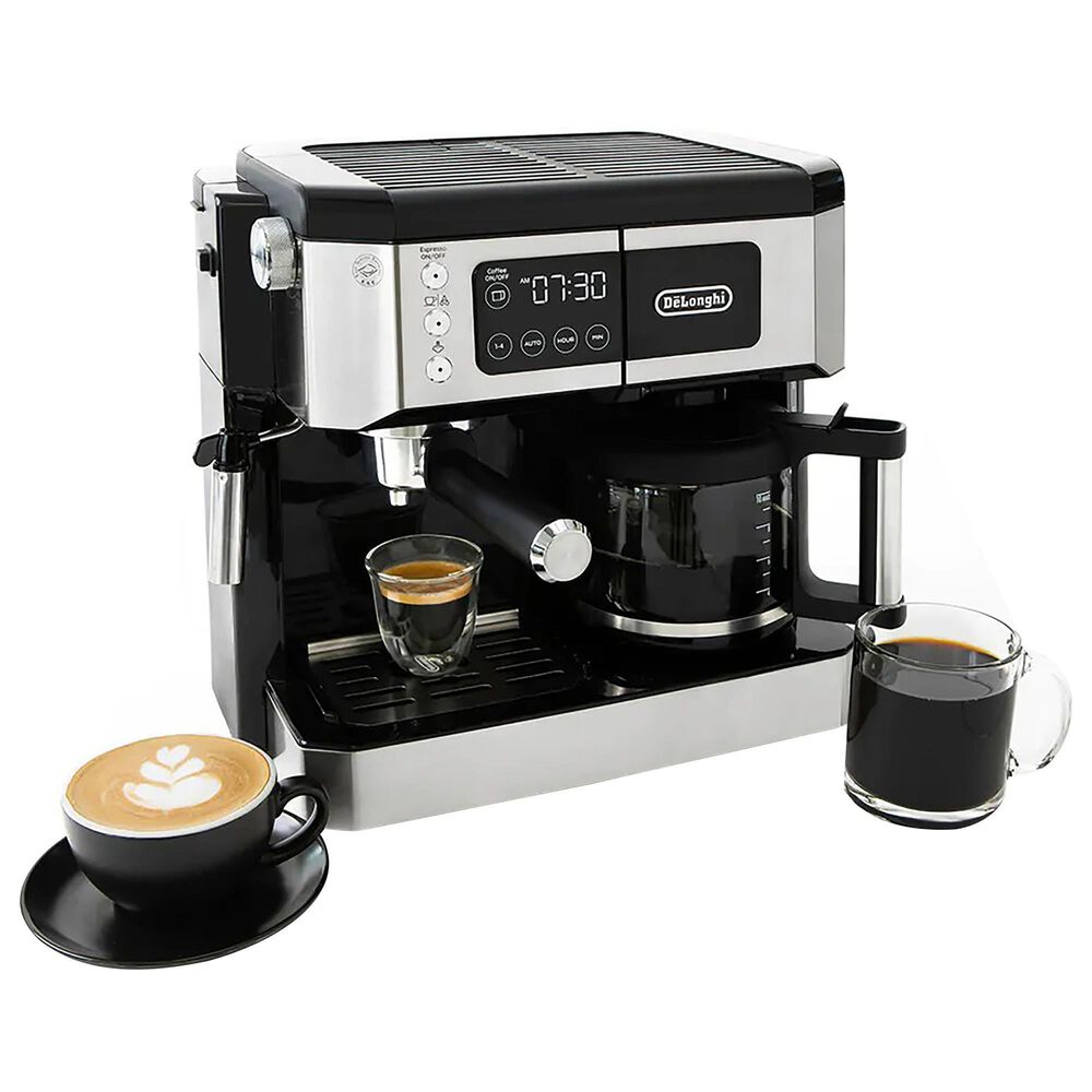 DeLonghi All-In-One Cappuccino, Espresso with Coffee Maker in Black and Stainless Steel, , large