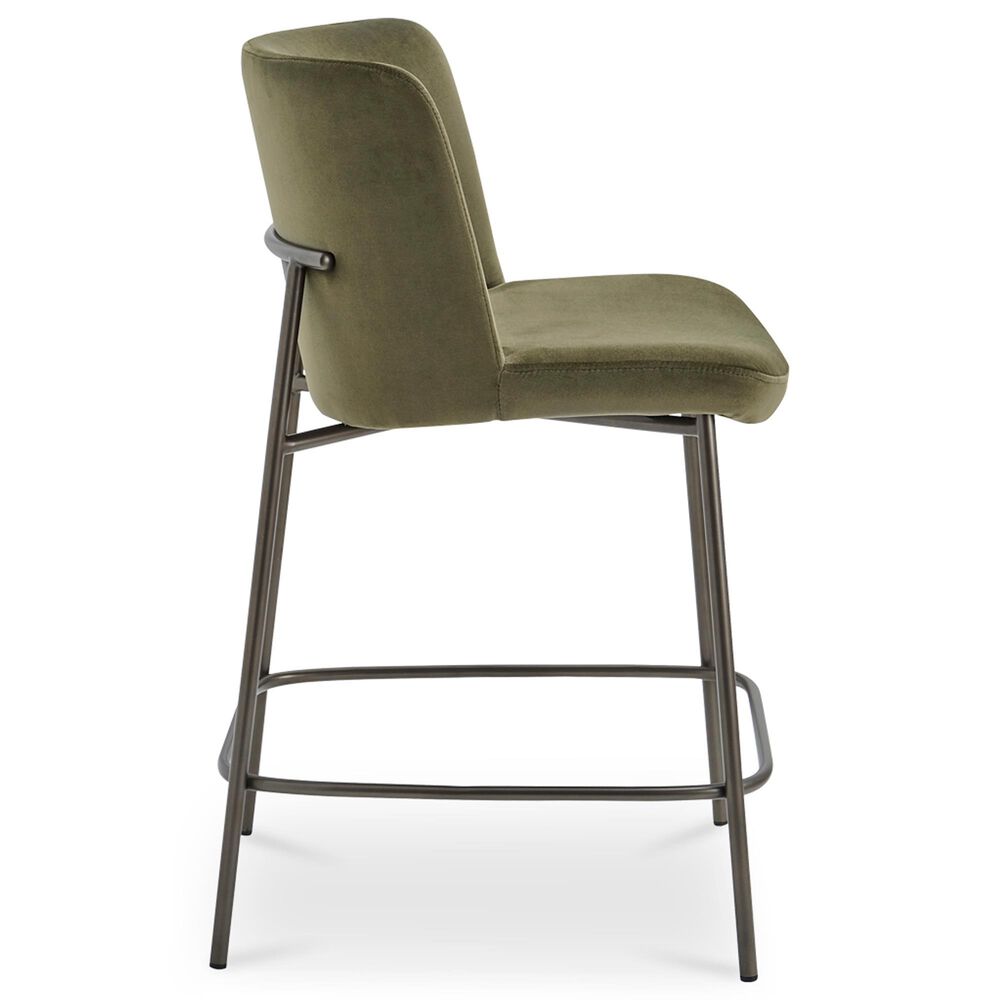Moe's Home Collection Early Counter Stool with Faux Green Mohair Upholstery in Blackened Bronze, , large