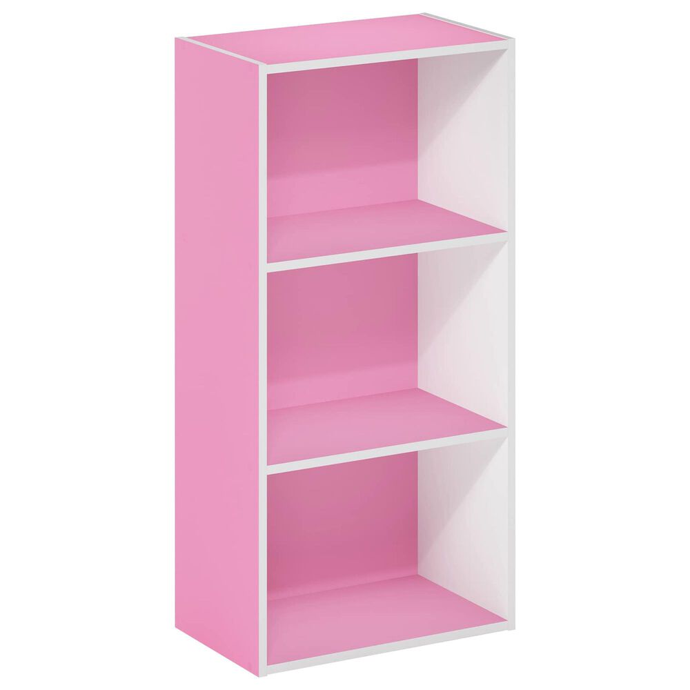 HOMLUX 3-Tier Open Shelf Bookcase in Pink and White, , large