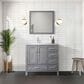 Lexora Home Jacques 36" Left Offset Single Bathroom Vanity in Distressed Grey with 2 cm White Quartz Top and Rectangular Sink, , large