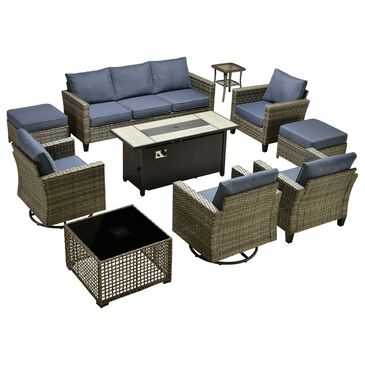 HOMLUX 10-Piece Patio Seating Bundle in Denim Blue, , large