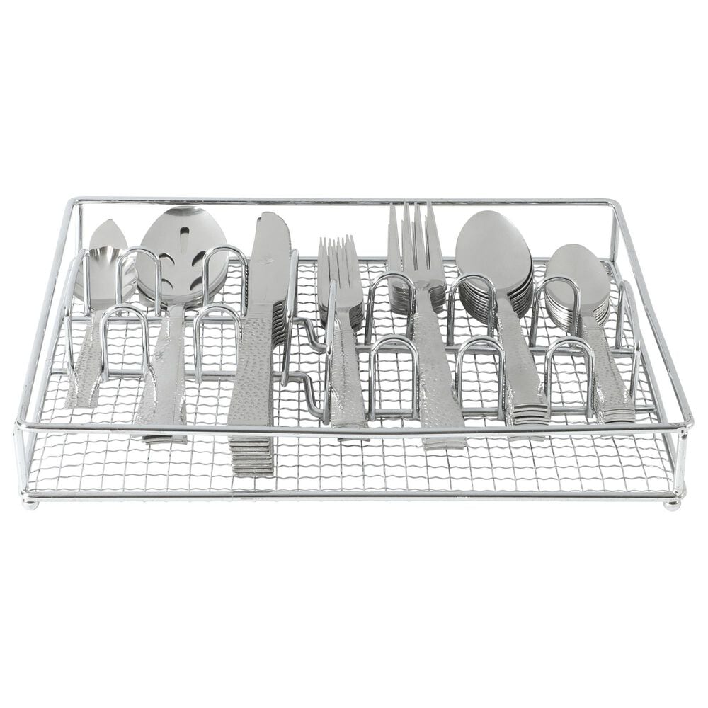 Gibson Overseas, Inc Prato 65-Piece Flatware Set with Wire Caddy in Silver, , large